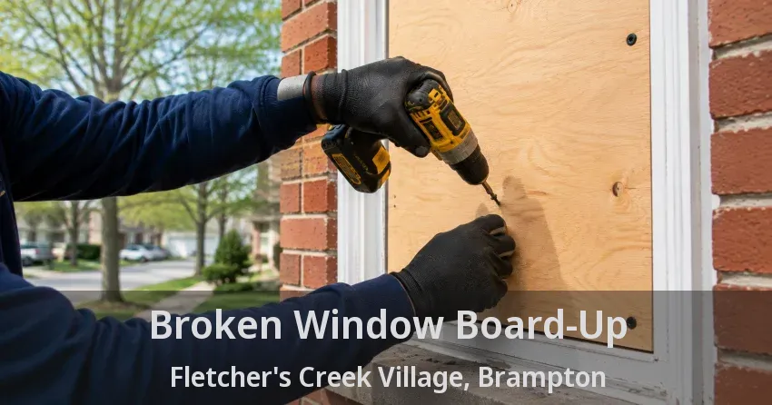 Broken Window Board-Up Fletcher's Creek Village, Brampton - ON