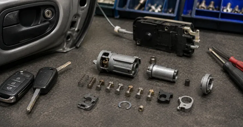 technician testing a car key fob during Car Lock Repair Queen Street Corridor, Brampton