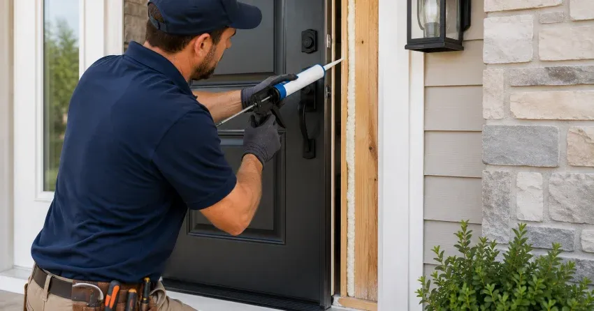 fiberglass front door installed with sidelights in Brampton