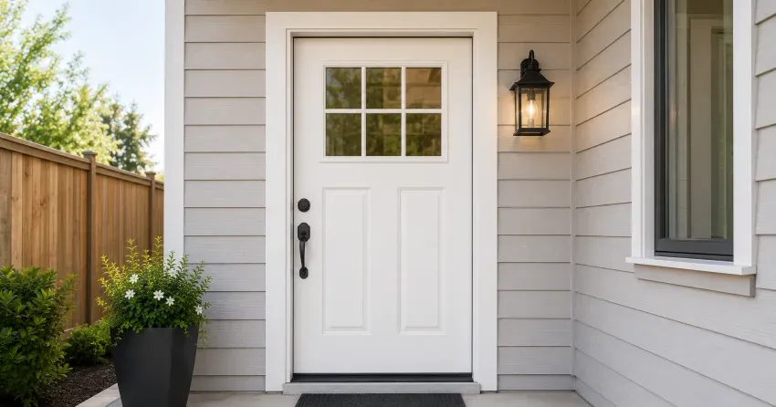 technician installing exterior door frame in Brampton