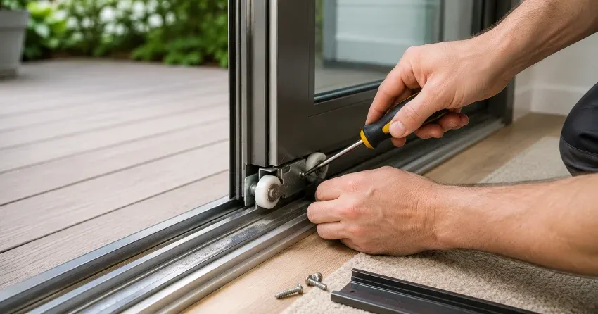 sliding door fix Coleraine, Brampton technician diagnosing track issue